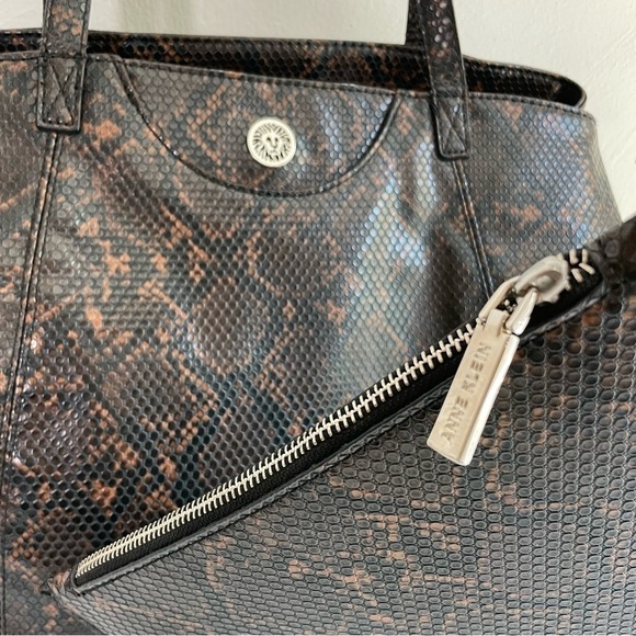 Anne Klein Large Faux Leather Snakeskin Python Tote Bag & Wrislet Animal Print - Picture 3 of 17